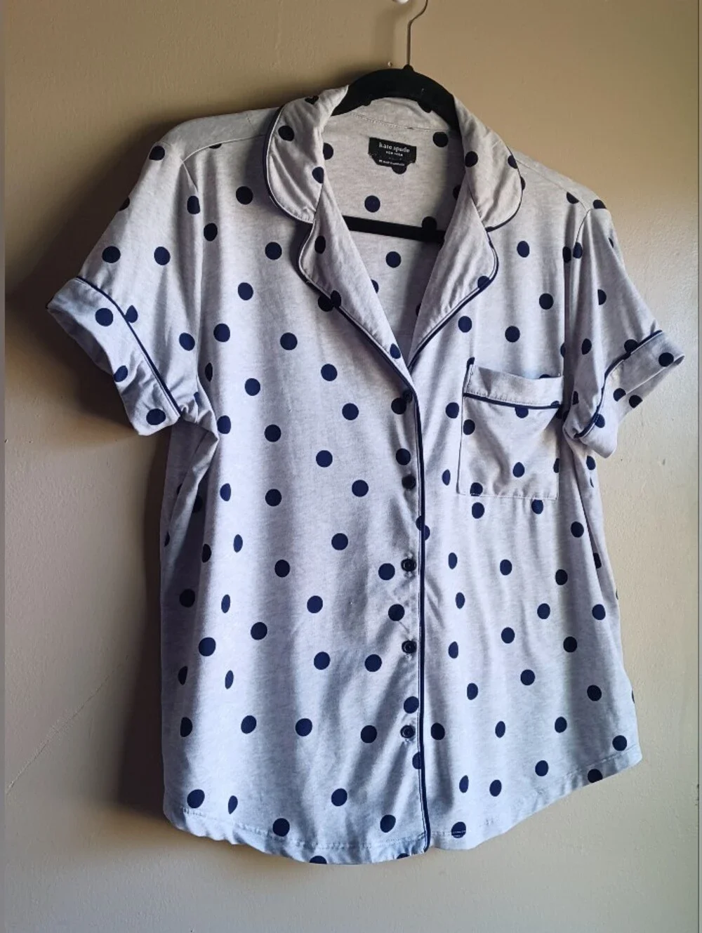 KATE SPADE New York Polka Dots Pajama Set In Grey-navy M